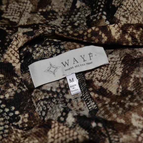 WAYF Second Skin Snake Print Puff Sleeve Mock Neck Top Sz M - Picture 4 of 6